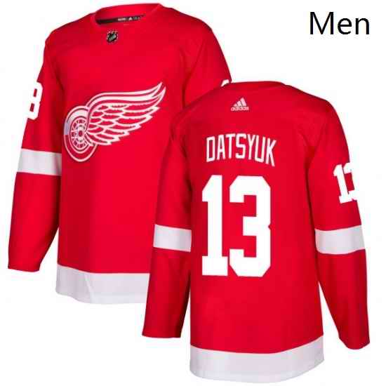 Mens Adidas Detroit Red Wings 13 Pavel Datsyuk Authentic Red Home NHL Jersey